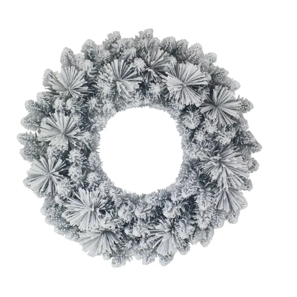 Holiday Time Snowy White and Green Wreath